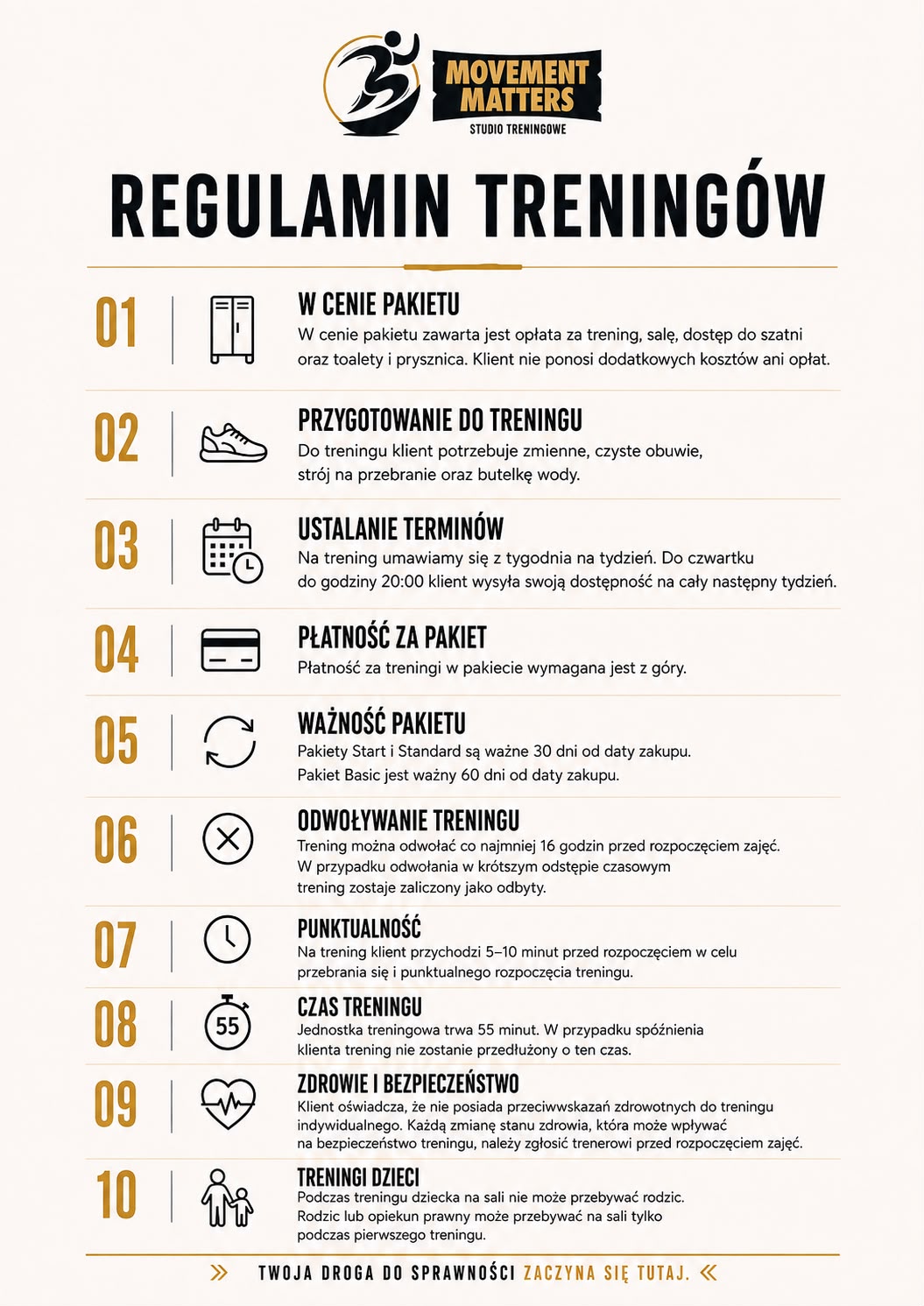 Regulamin treningów Movement Matters